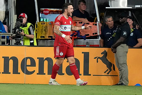 Rafael Czichos reacts after scoring a goal against Inter Miami